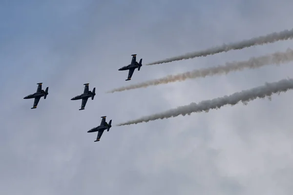 Novosibirsk Rusland Augustus 2018 Aerobatic Team Russ Vliegtuigen Albatross Voert — Stockfoto