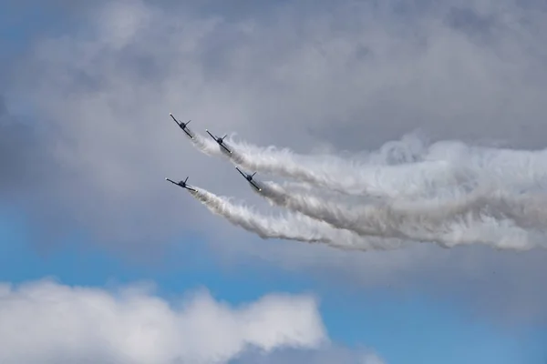 Novosibirsk Rússia Agosto 2018 Equipe Aeronáutica Russ Avião Albatross Executa — Fotografia de Stock