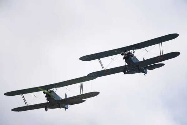 Novosibirsk Rússia Agosto 2018 Biplano Monomotor Soviético Policarpov Show Aéreo — Fotografia de Stock