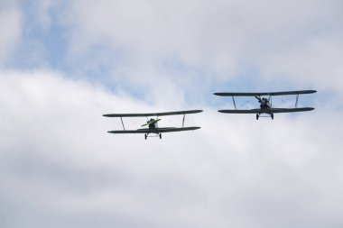 Novosibirsk, Rusya - 5 Ağustos 2018: Sovyet tek motorlu çift kanatlı Policarpov Po-2 veya U-2 Mochishche hava fuarında.