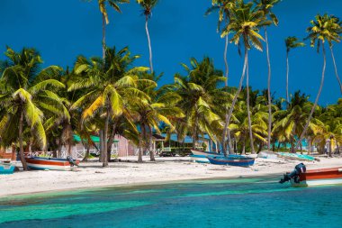 Dominik Cumhuriyeti, Saona Adası - Mano Juan Beach. Balıkçı köyü
