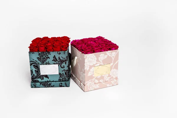 Flower box intended for home decor, weddings, anniversaries, birthdays and other celebrations. Red roses also could be a very special gifts for your partner.