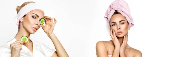 Wanita Muda Cantik Dengan Kulit Segar Yang Bersih Pengobatan Wajah — Stok Foto
