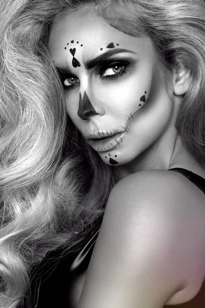 Szexi Boszorkány Halloween Csontváza Töltsük Fel Kép — Stock Fotó