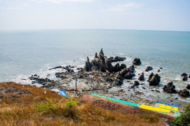 Goa kıyı şeridinin gündüz Hindistan 'daki doğal manzarası. 