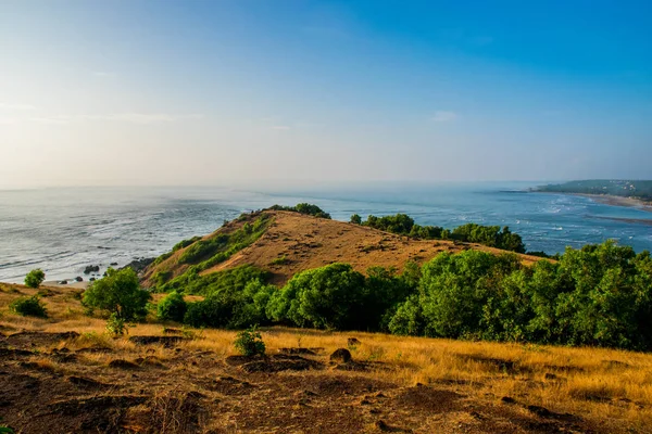 Goa kıyı şeridinin gündüz Hindistan 'daki doğal manzarası. 