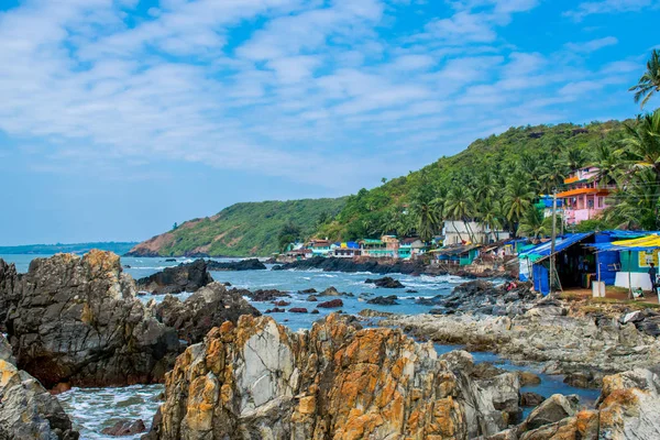 Goa kıyı şeridinin gündüz Hindistan 'daki doğal manzarası. 