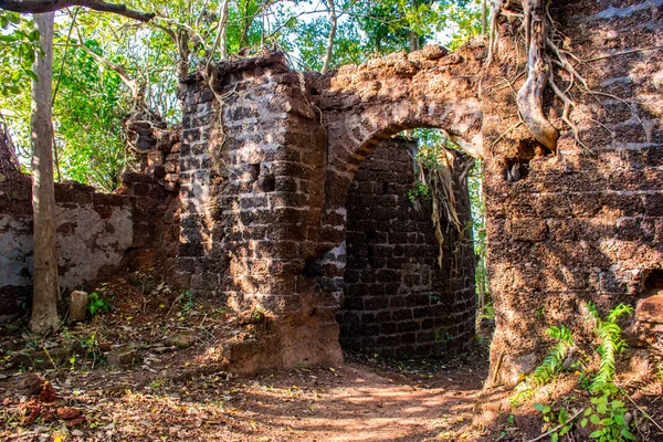 Turismo Região Goa Viajando Pela Índia Ruínas Palácio Antigo — Fotografia de Stock