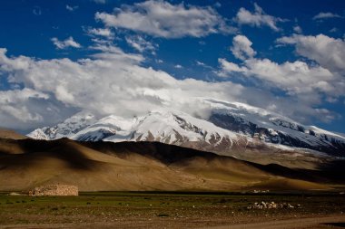 Kaşgar şehri yakınlarındaki Çin Pamir dağları. Orta Asya'da aktif yaşam, tırmanma, yürüyüş ve trekking için en iyi yer.