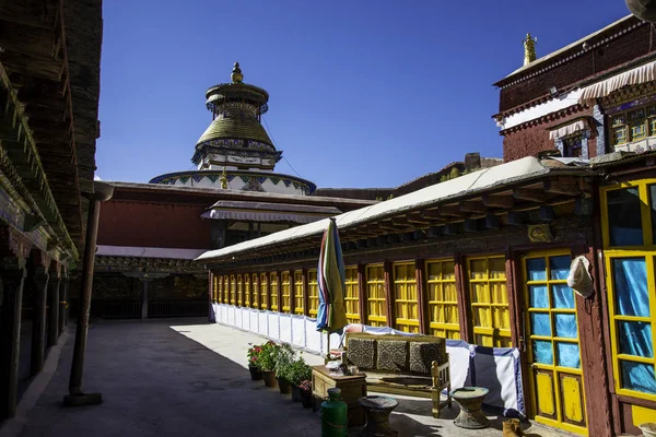 Orta Tibet Gyandze Şehrinin Büyüleyici Panoraması Antik Bir Fort — Stok fotoğraf