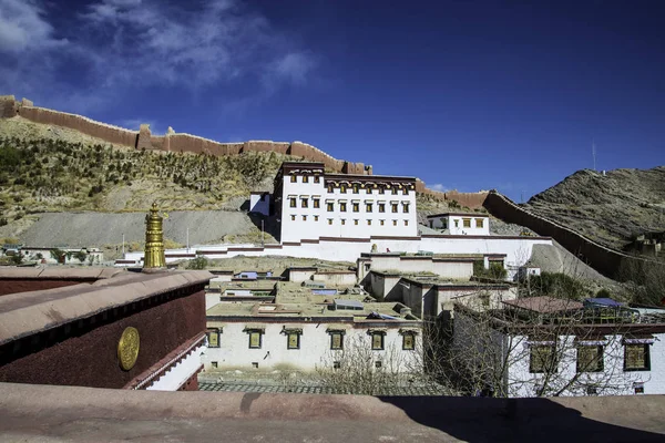 Fascinating Panorama City Gyandze Ancient Fort Central Tibet — Stock Photo, Image