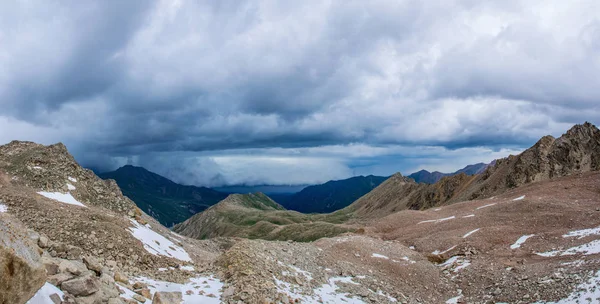 Csodálatos Reggeli Kilátás Marble Wall Csúcs Sziklák Jég Tian Shan — Stock Fotó