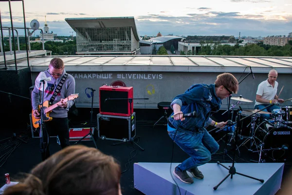 Rusland Moskou Juli 2018 Concert Van Lokale Band Dak Van — Stockfoto