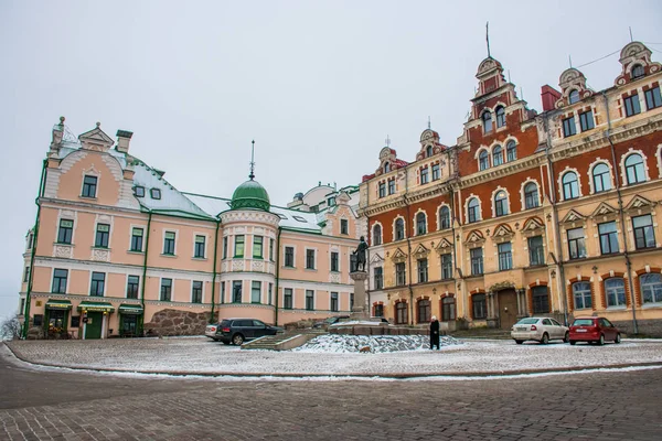 Vyborg Ryssland Jan 2018 Olika Gamla Byggnader Gamla Stan Vinter — Stockfoto