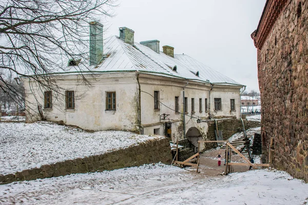 Vyborg Ryssland Jan 2018 Olika Gamla Byggnader Gamla Stan Vinter — Stockfoto