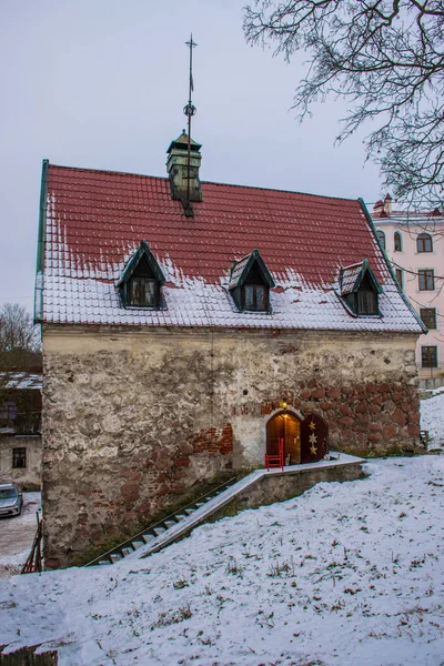 Vyborg Russland Jan 2018 Verschiedene Alte Gebäude Der Altstadt Winter — Stockfoto