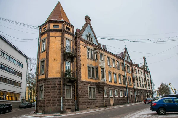 Vyborg Rusland Jan 2018 Verschillende Oude Gebouwen Oude Stad Winter — Stockfoto