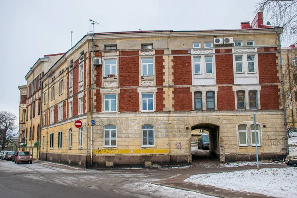 Vyborg Russie Jan 2018 Différents Vieux Bâtiments Vieille Ville Hiver — Photo