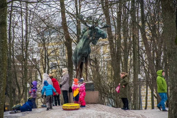 Vyborg Rusko Jan 2018 Různé Staré Budovy Starém Městě Zima — Stock fotografie