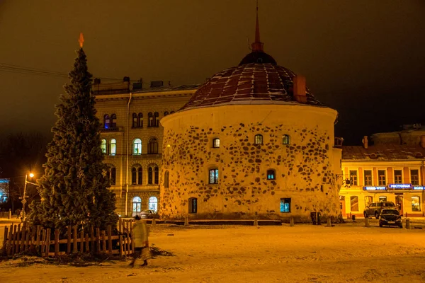 Vista Della Città Viborg Notte Baltico Russia Concetto Viaggio — Foto Stock