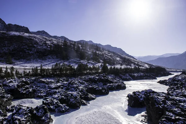 Altai Mountains Nära Oroktoy Village Ryska Vintern Sibirien — Stockfoto