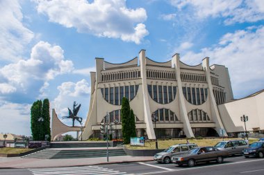 Grodno, Beyaz Rusya - Haziran 2018: Avrupa'nın en çok şehir olan Belarus'un merkezi sokakları ve tarihi evleri