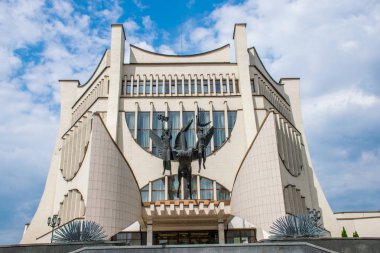 Grodno, Beyaz Rusya - Haziran 2018: Avrupa'nın en çok şehir olan Belarus'un merkezi sokakları ve tarihi evleri