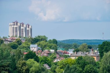 Grodno, Beyaz Rusya - Haziran 2018: Avrupa'nın en çok şehir olan Belarus'un merkezi sokakları ve tarihi evleri