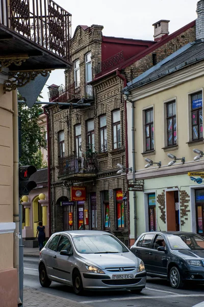 Γκρόντνο Λευκορωσία 2018 Ιουνίου Κεντρικοί Δρόμοι Και Ιστορικές Κατοικίες Της — Φωτογραφία Αρχείου