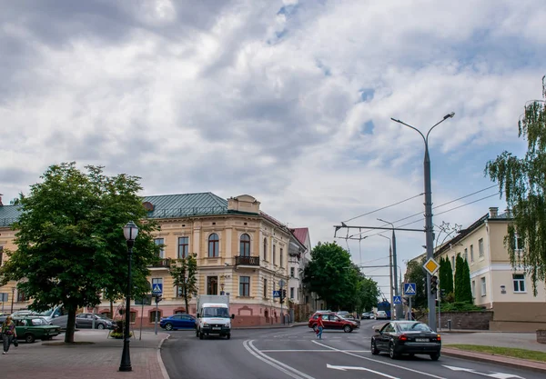 Grodno Białoruś Czerwiec 2018 Centralne Ulice Zabytkowe Domy Najbardziej Europejskim — Zdjęcie stockowe