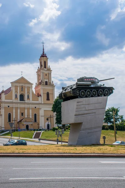 Grodno Białoruś Czerwiec 2018 Centralne Ulice Zabytkowe Domy Najbardziej Europejskim — Zdjęcie stockowe