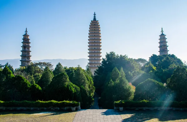 Dali Cina Ott 2018 Tre Pagode Del Tempio Chongsheng Vicino — Foto Stock