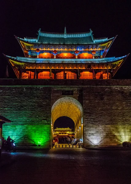 Architecture Traditionnelle Ville Dali Nuit Yunnan Chine — Photo