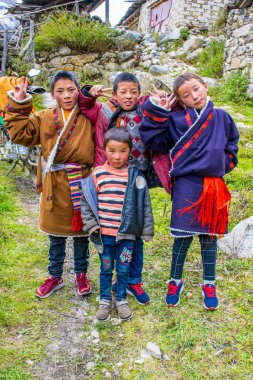 Sichuan, Çin - Ekim 2018: Doğu Tibet 'teki Kampo Nenang dağına seyahat.