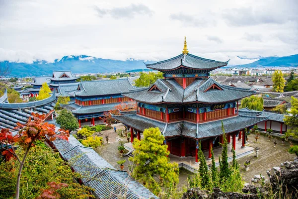 Παραδοσιακή Αρχιτεκτονική Της Πόλης Στο Νομό Lijiang Yunnan Κίνα — Φωτογραφία Αρχείου