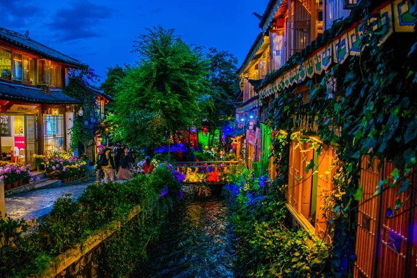 Blick Auf Die Stadt Der Präfektur Lijiang Bei Nacht Yunnan — Stockfoto