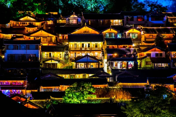 Uitzicht Stad Lijiang Prefectuur Nachts Yunnan China — Stockfoto