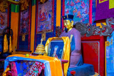 Lijiang bölgesindeki tapınağın içinde, Yunnan, Çin