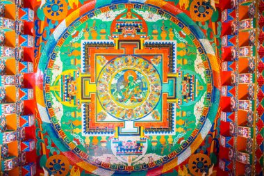 Litang 'daki tapınağın içinde, Doğu Tibet, Sichuan, Çin