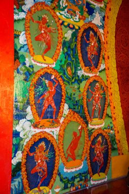 Litang 'daki tapınağın içinde, Doğu Tibet, Sichuan, Çin