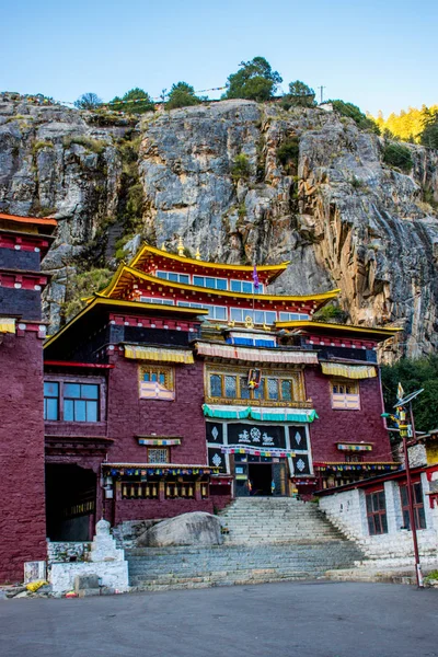 Tibetaans Dorp Met Traditionele Stenen Huizen Rond Drug Dje Tibetaans — Stockfoto