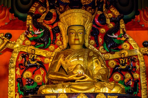 Palyul Sichuan China May 2016 Golden Statue Guru Rinpoche Palyul — Stock Photo, Image