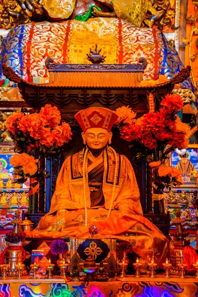 Palyul Sichuan China May 2016 Golden Statue Guru Rinpoche Palyul — Stock Photo, Image