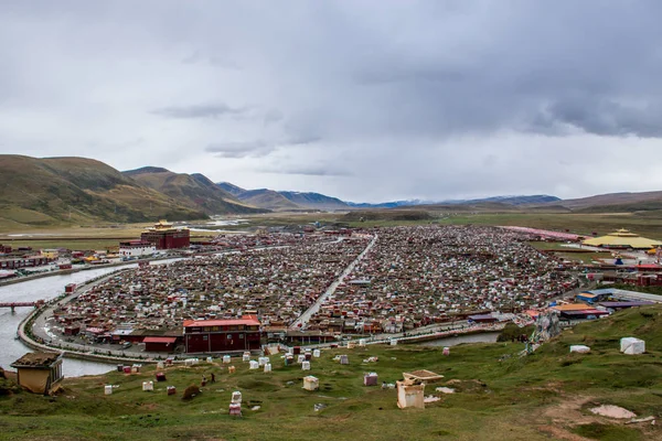 Yachen Gar Geleneksel Mimarisi Doğu Tibet Kham — Stok fotoğraf