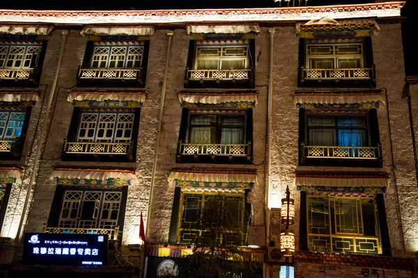 Arquitetura Tradicional Lhasa Tibete Central China — Fotografia de Stock