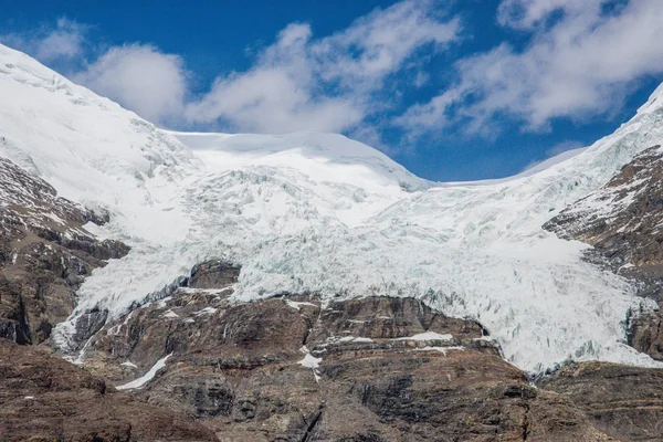 Bella Alta Montagna Ricoperta Neve Ghiaccio Nel Tibet Centrale Strada — Foto Stock