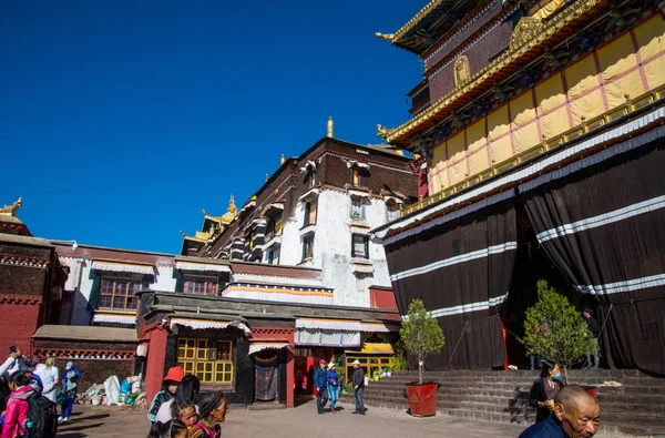 Shigatse Tibete Central China Maio 2019 Pátio Interno Mosteiro Budista — Fotografia de Stock