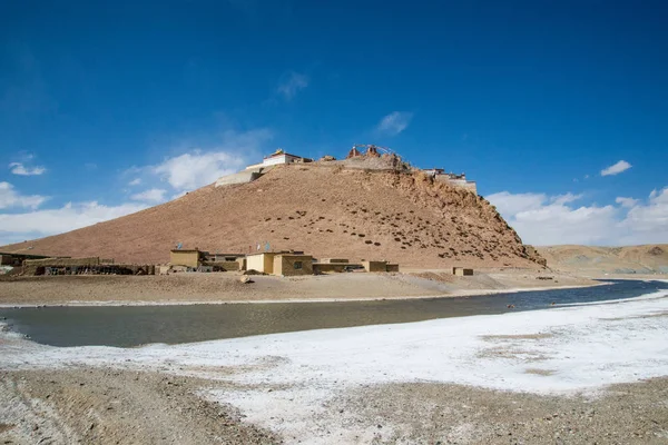 Área Torno Lago Manasarovar Sagrado Nas Montanhas Sagradas Tibete Sob — Fotografia de Stock