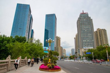 Urumçi - Sincan, Çin - Mayıs 2019: Xuar'daki Urumçi şehrinin havadan görünümü