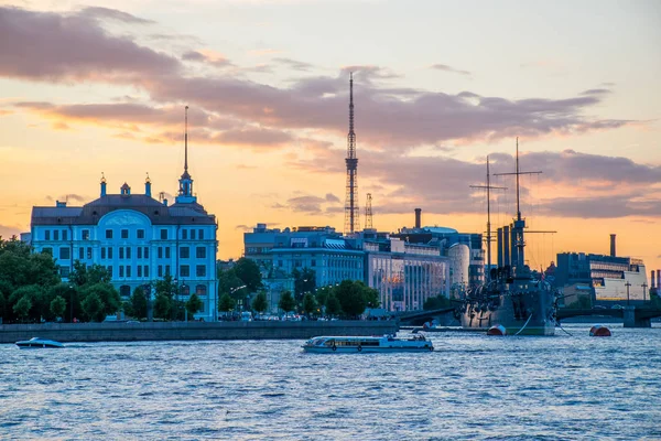 Vista Panorámica Ciudad San Petersburgo Sobre Fondo Del Atardecer Rusia — Foto de Stock